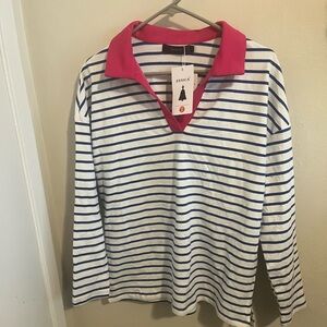 Zesica Women's Striped Long Sleeve Top -‎ Pink and Blue